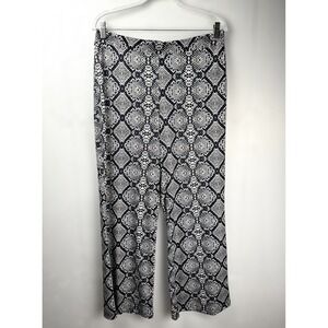 Boston Proper Snakeskin Print Wide Leg Pants Women's Size M Black and White